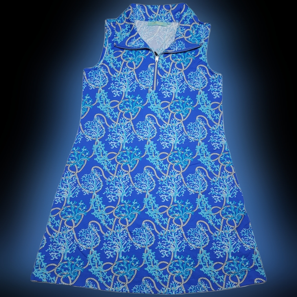 Anthony's Resort Wear Sleeveless Dress, Medium, Blue.